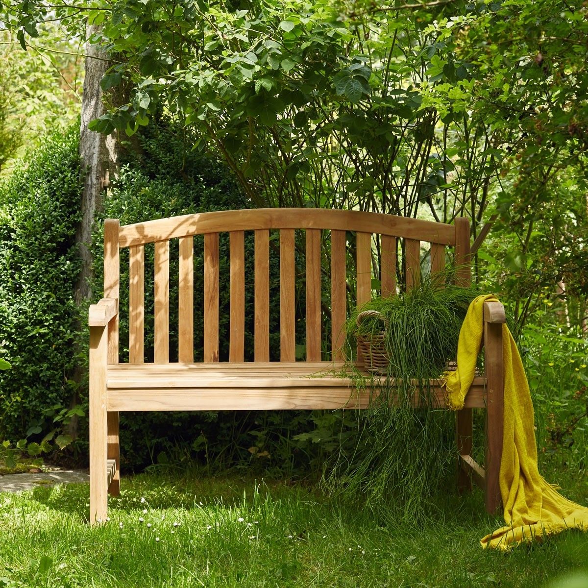 ACAR banc 170 o 210 cm en bois de teck massif avec assise à lattes