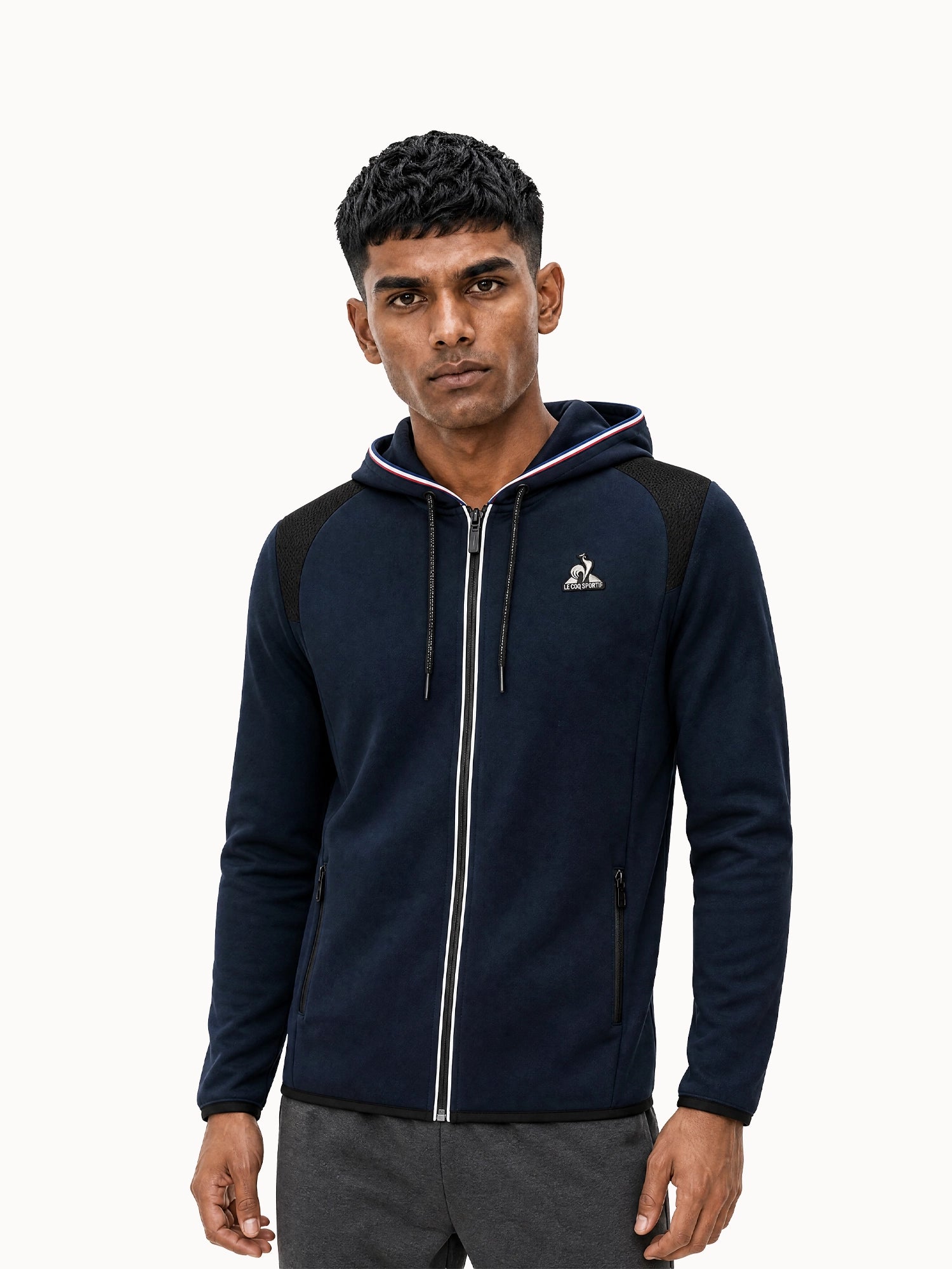 Veste zippée à capuche Coq d'Argent en jersey effet piqué Coq d'argent, LE COQ SPORTIF