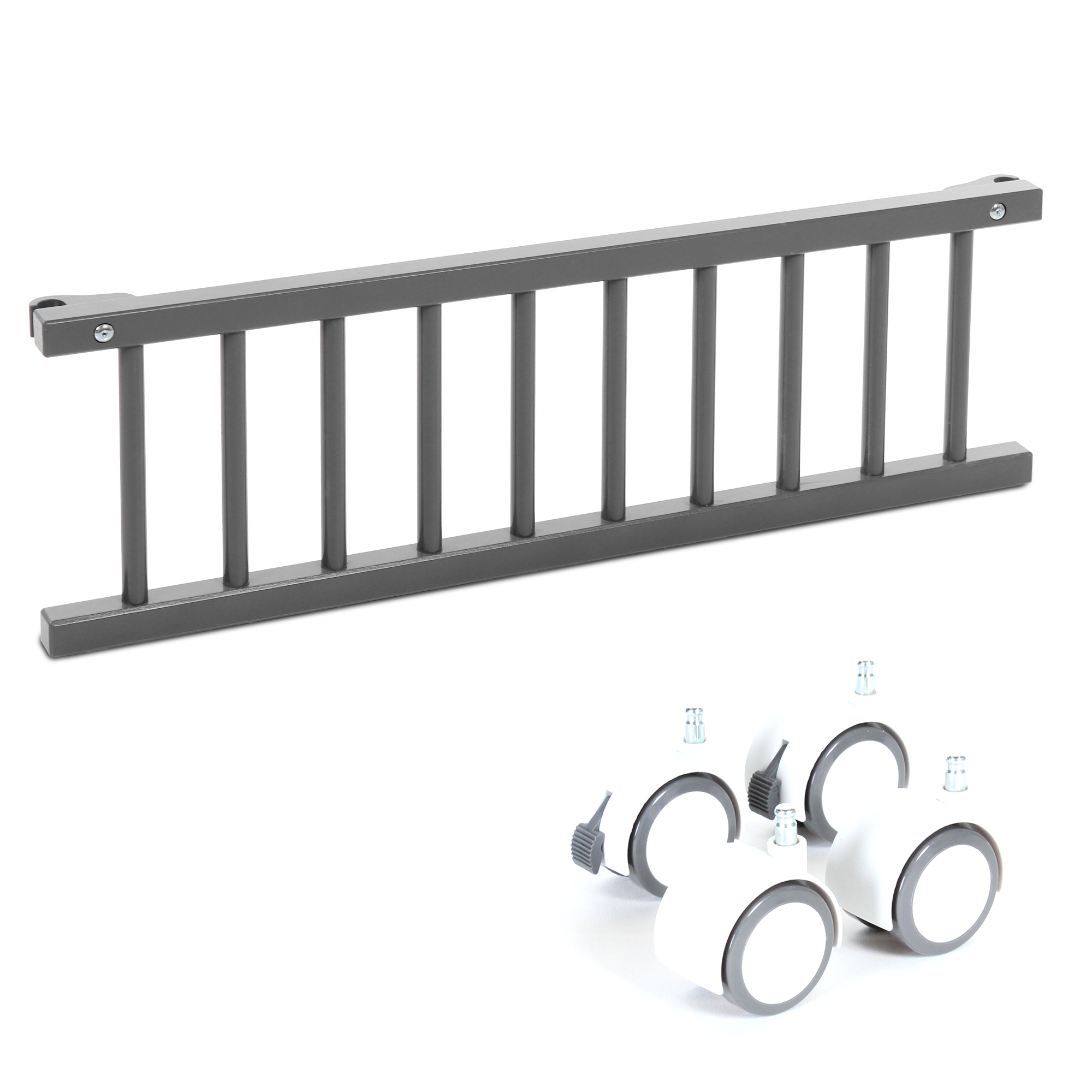 Kit de transformation berceau BabyBay Original Gris - Barrière + Roues, BABYBAY