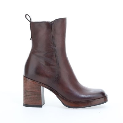 Leather Zipped Ankle Boots with Square Toe MJUS