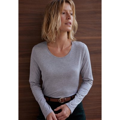 Cotton Mix T-Shirt with Long Sleeves and Crew Neck ANNE WEYBURN
