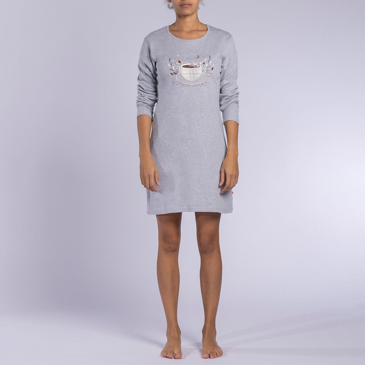 La Pause Cotton Nightshirt with Long Sleeves
