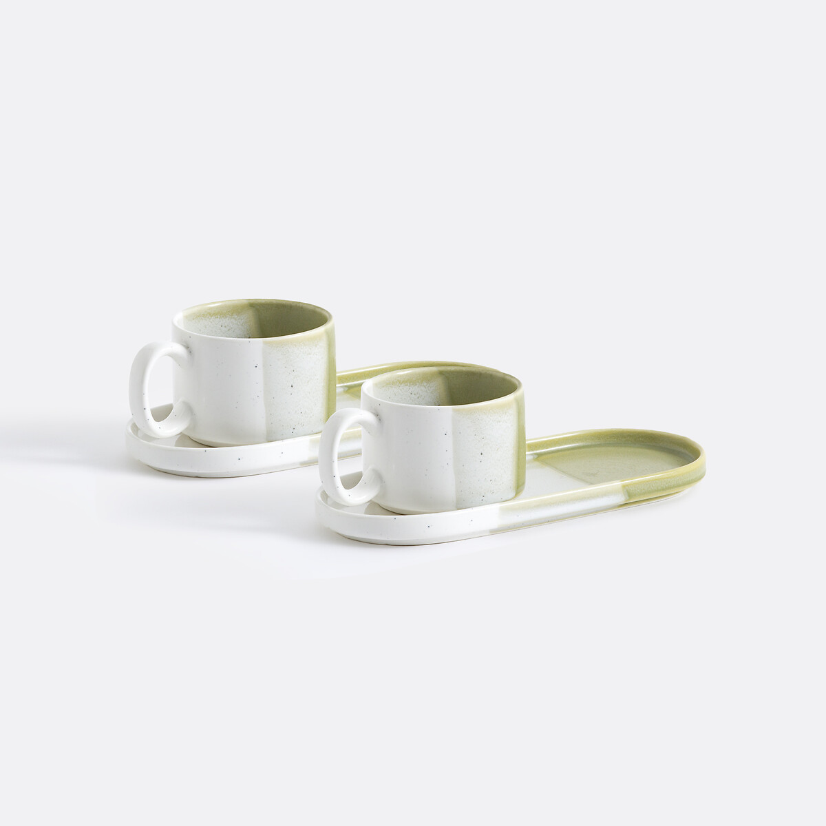 Lot 2 tasses et sous-tasses grès émaillé, Desnia