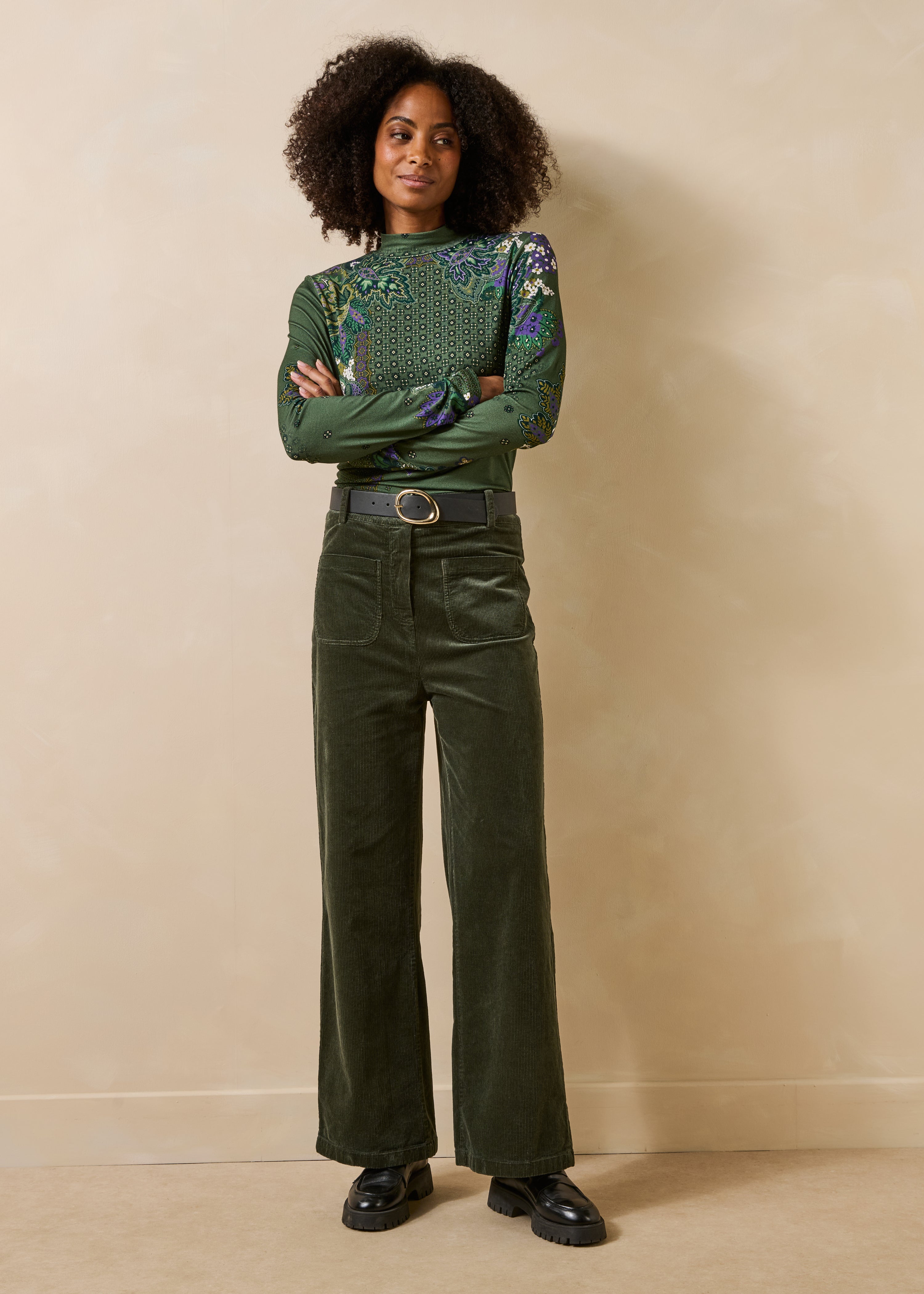 Pantalon large en velours côtelé, LA FEE MARABOUTEE