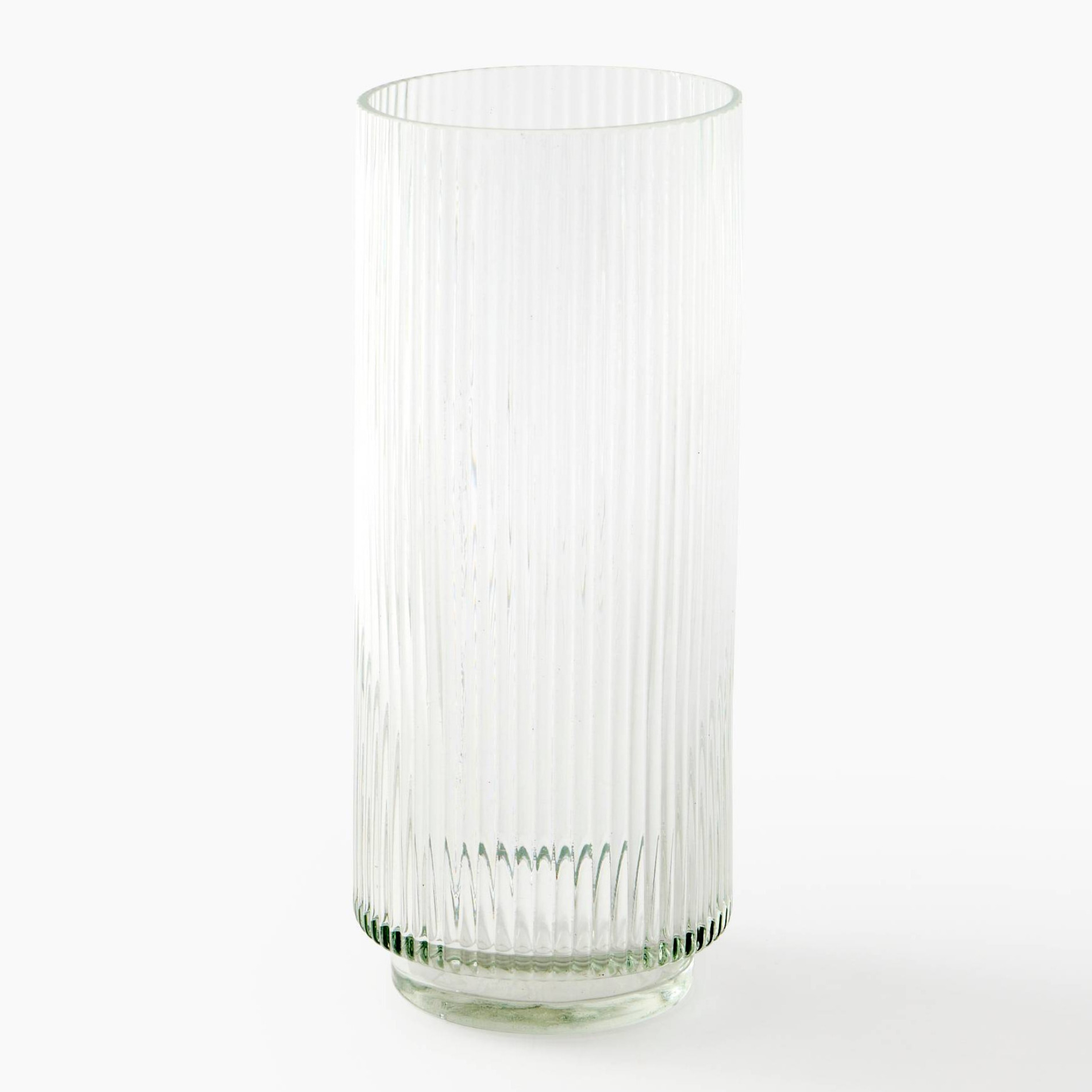 Vase droit et strié, 10x28cm, en verre, MONOPRIX