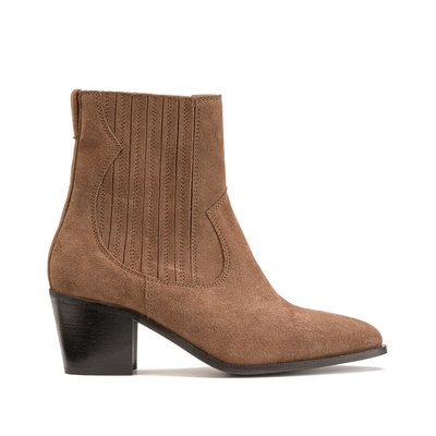 Wide Fit Cowboy Boots in Suede with Block Heel LA REDOUTE COLLECTIONS PLUS