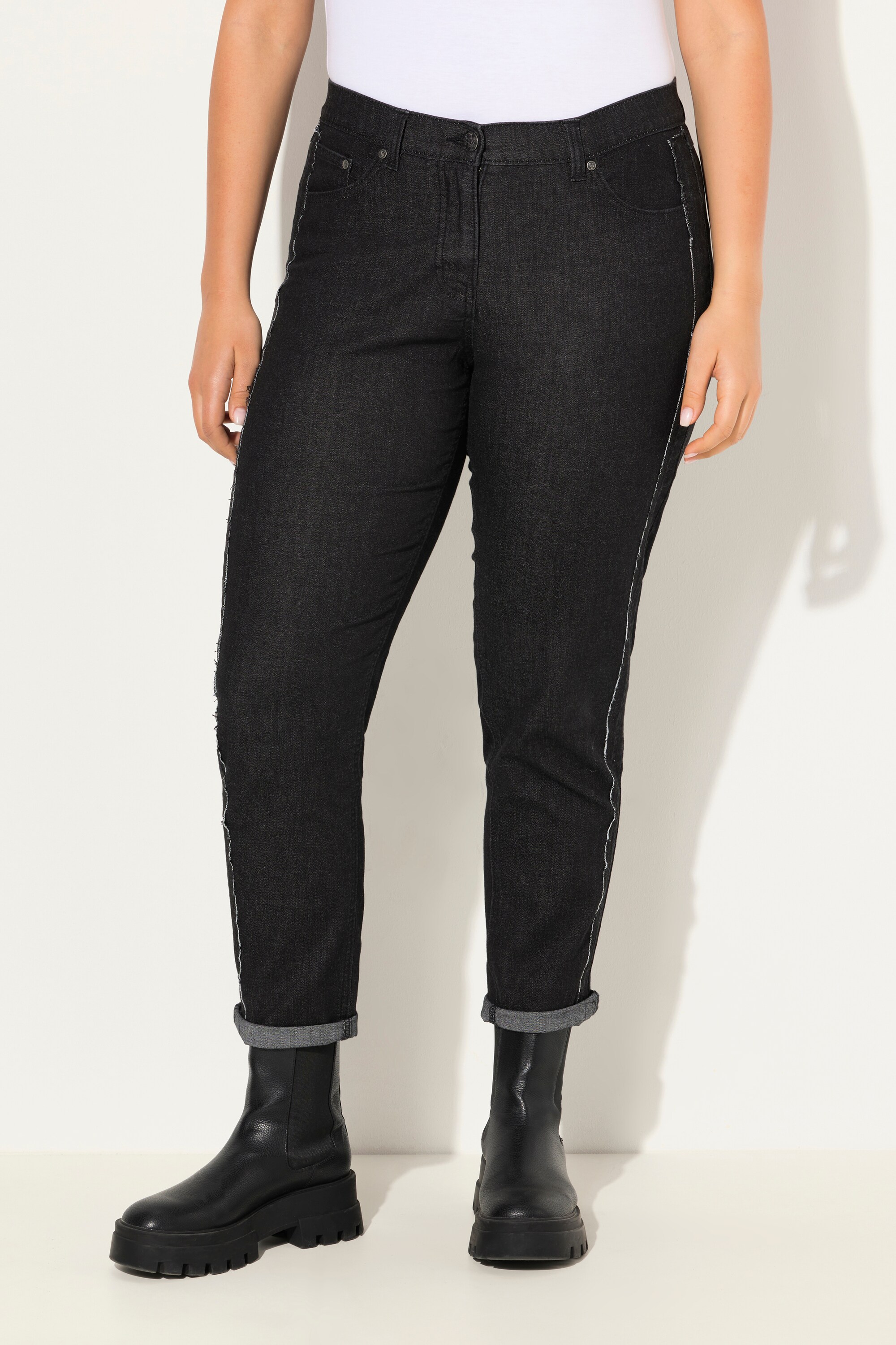 Jean Boyfriend jambe large, bandes en denim, ULLA POPKEN