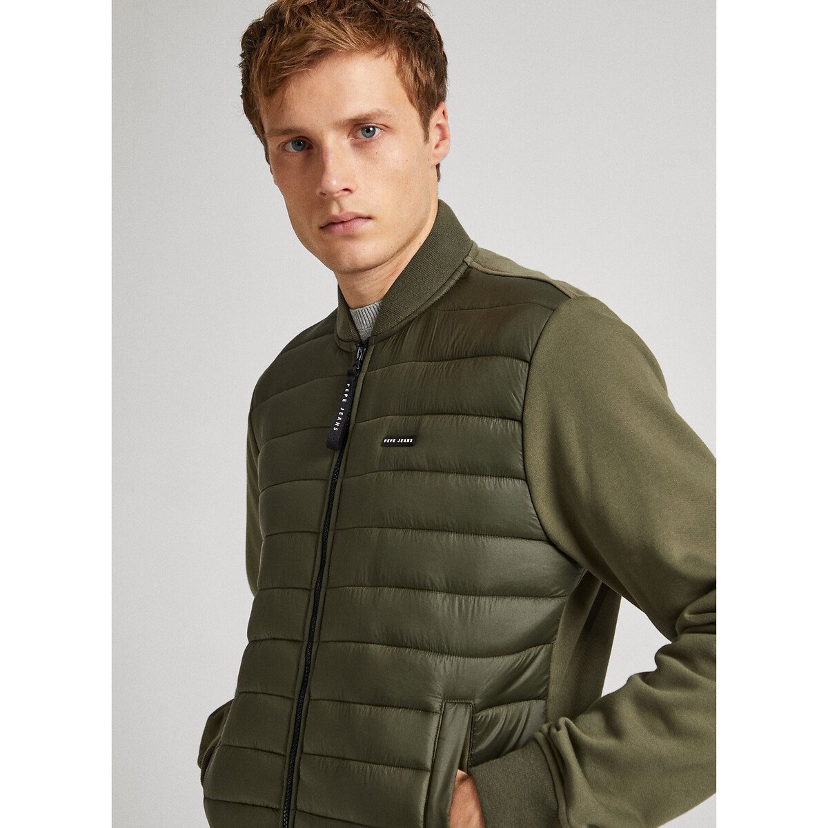 Image of Dual Fabric Padded Jacket in Cotton