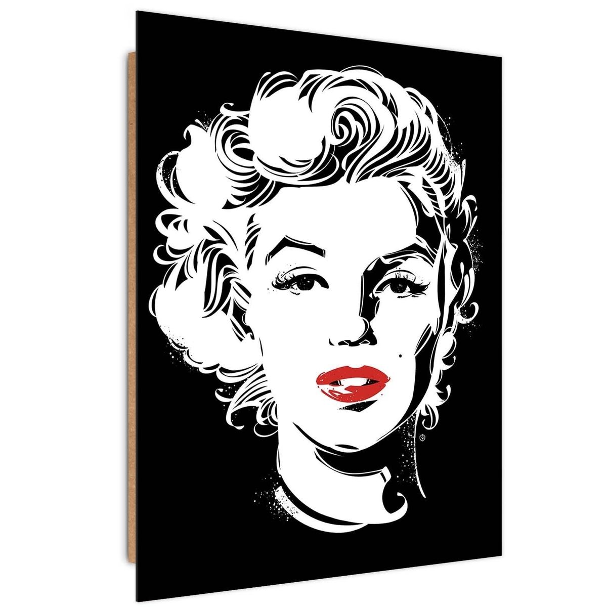 Tableau bois c l bre actrice pop art Couleur noir blanc