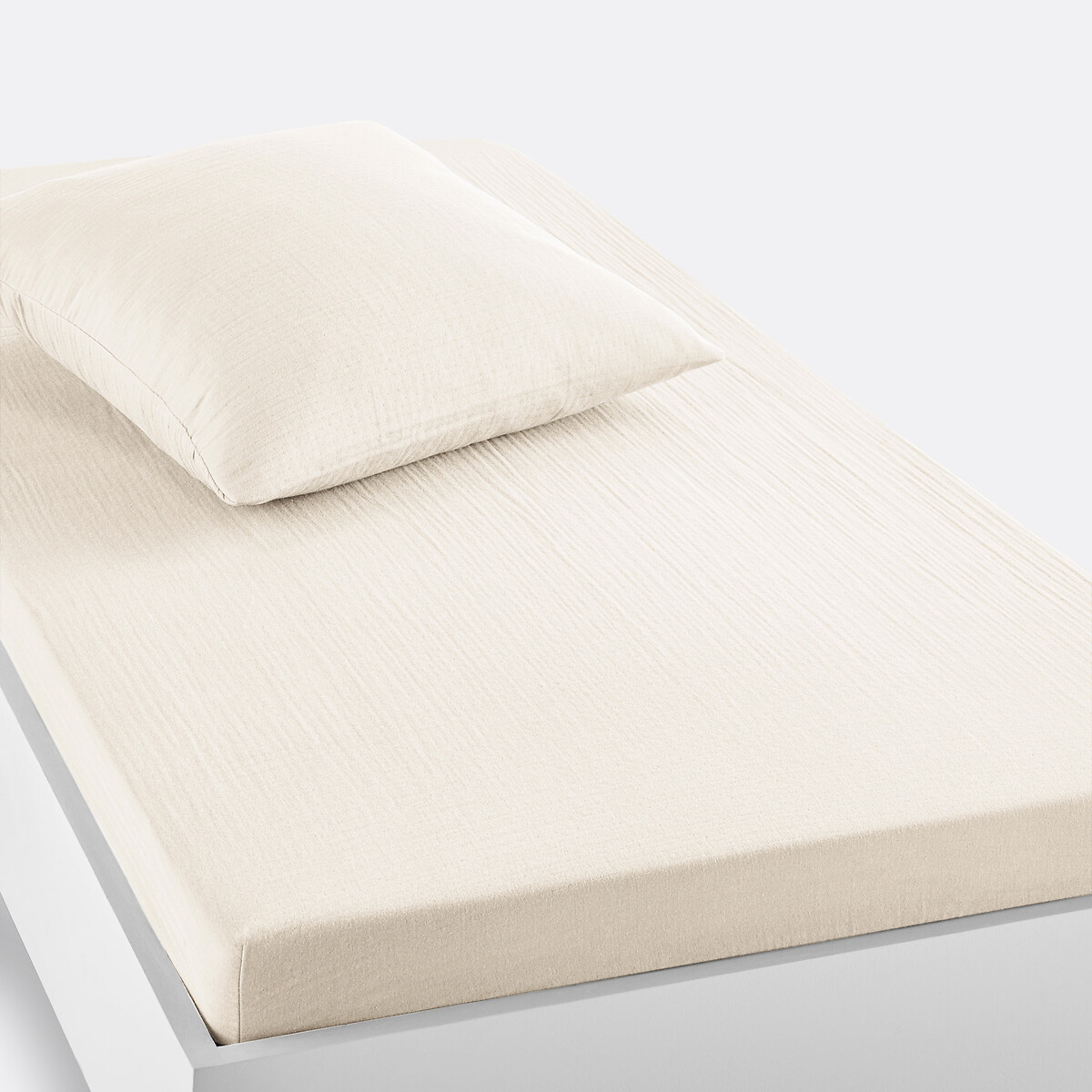 Drap-housse enfant uni gaze de coton, Kumla