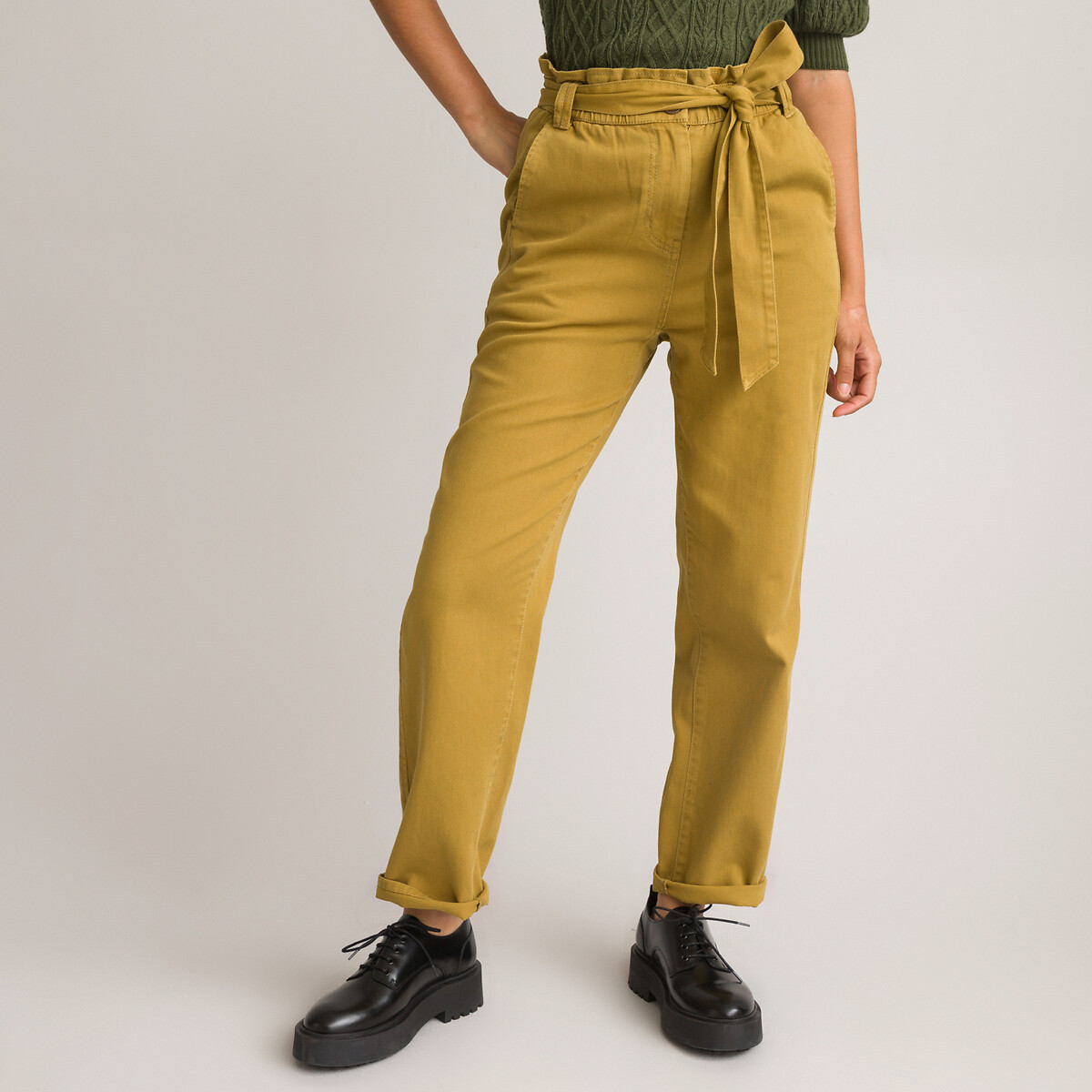 Paper bag trousers - Mustard yellow - Ladies | H&M GB