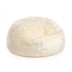 Pouf Classique Fausse Fourrure DTLEO - Sac Haricots Intérieur Extérieur Sans Remplissage, Salon Balcon Jardin, Blanc