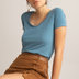Hollister - Top verde all'uncinetto a righe a maniche corte