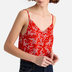 Estampado flores fdo vermelho