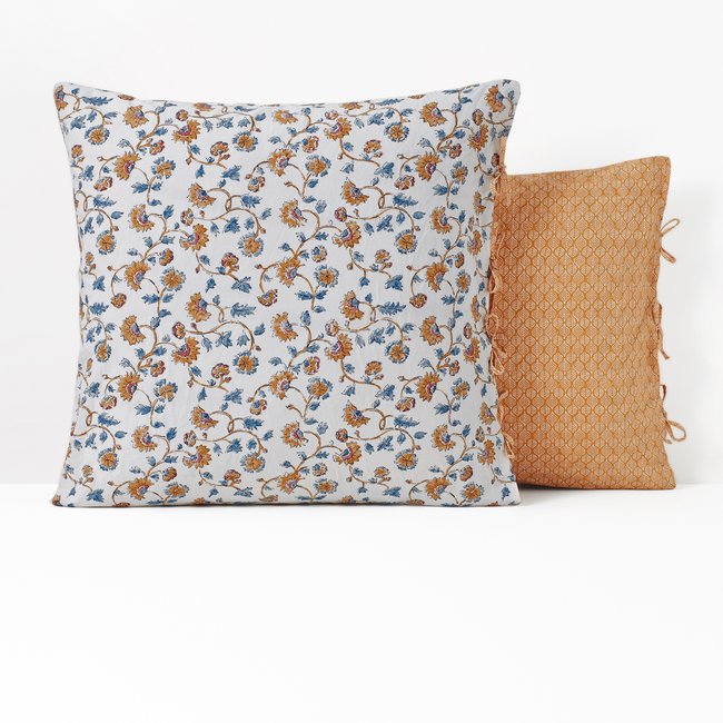 Indian Flower Floral 100% Washed Cotton Pillowcase, floral print, LA REDOUTE INTERIEURS