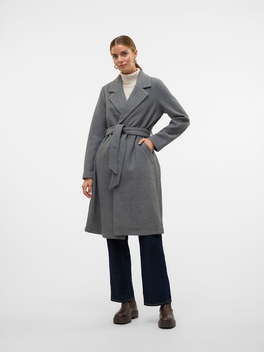 Langer Mantel mit Bindegürtel, VERO MODA