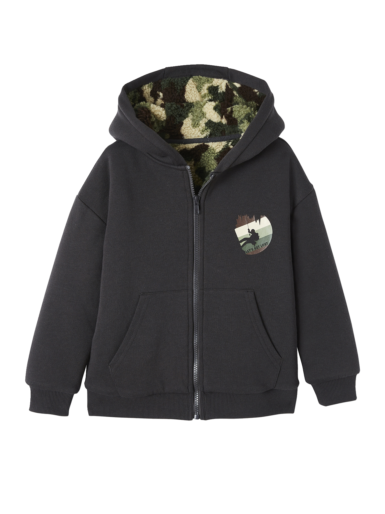 Sweat zippé doublé sherpa camouflage ., VERTBAUDET