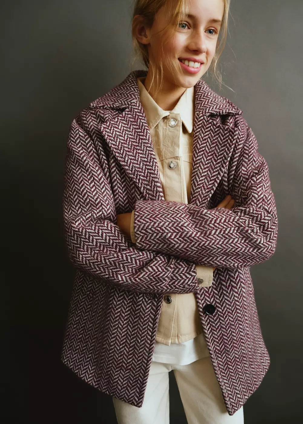Manteau en drap de laine tressé, MANGO KIDS