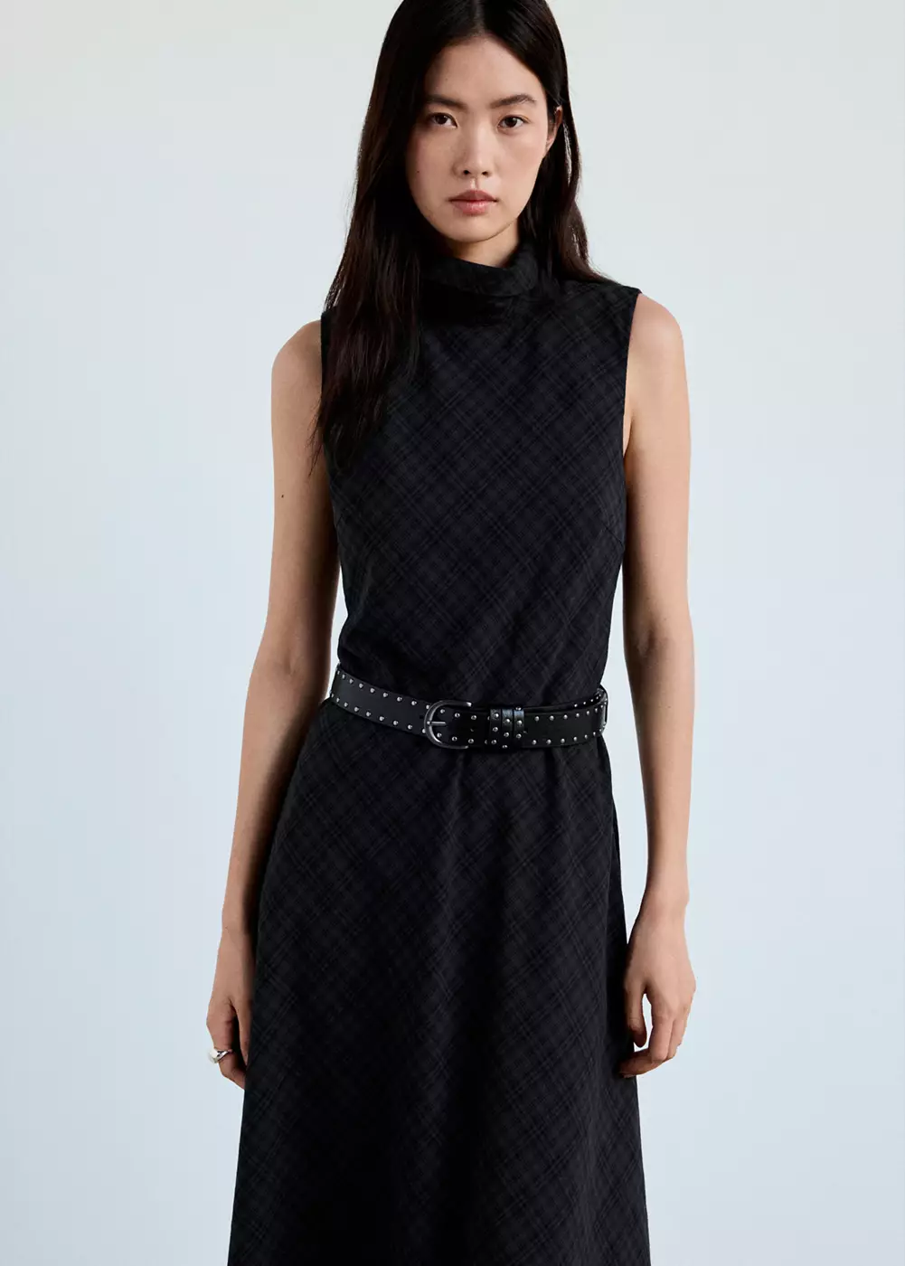 Robe à carreaux avec ceinture, MANGO
