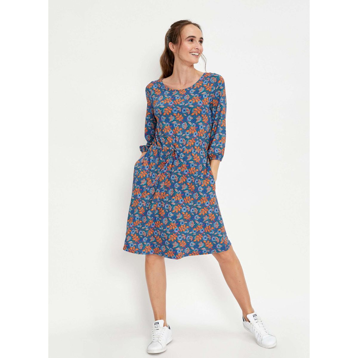 Robe imprim e en maille isi bleu mali Princesse Nomade La Redoute