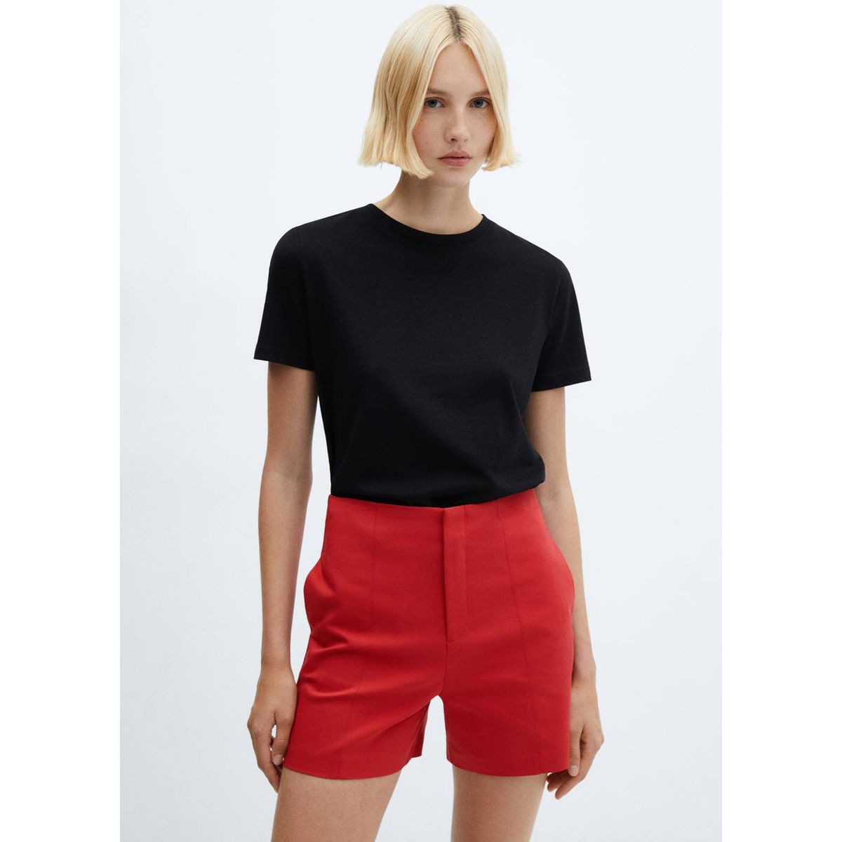 Short rouge best sale taille haute