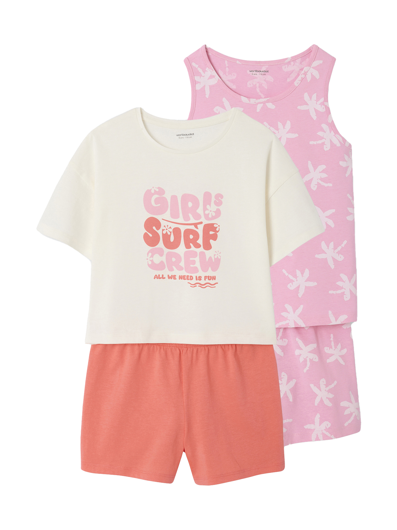 Lot de 2 pyjashorts surf, VERTBAUDET