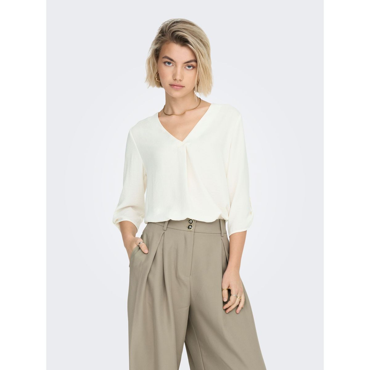 T-shirt ajusté manches longues beige femme | La Halle