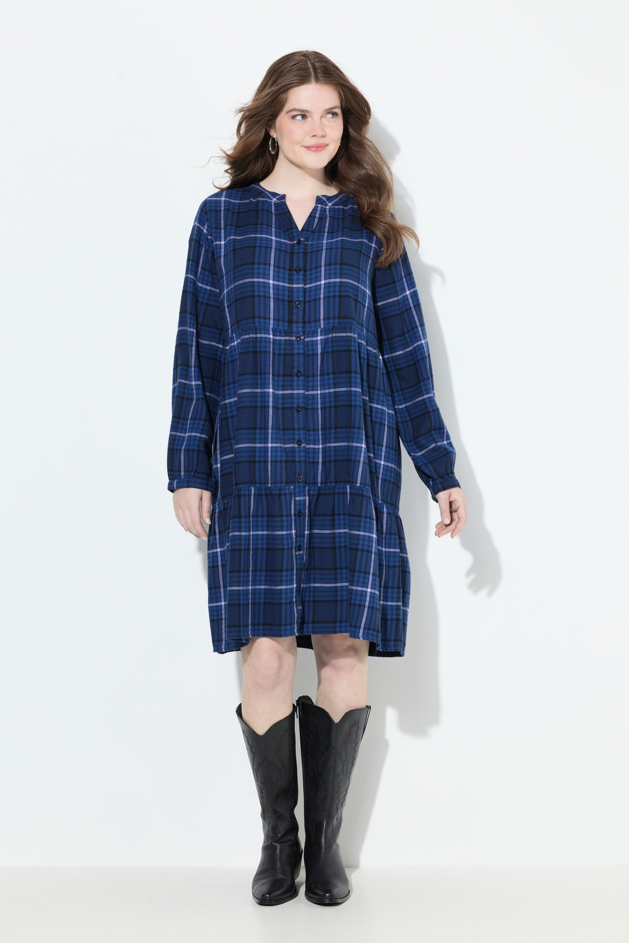 Robe à carreaux, volant à la base, ULLA POPKEN