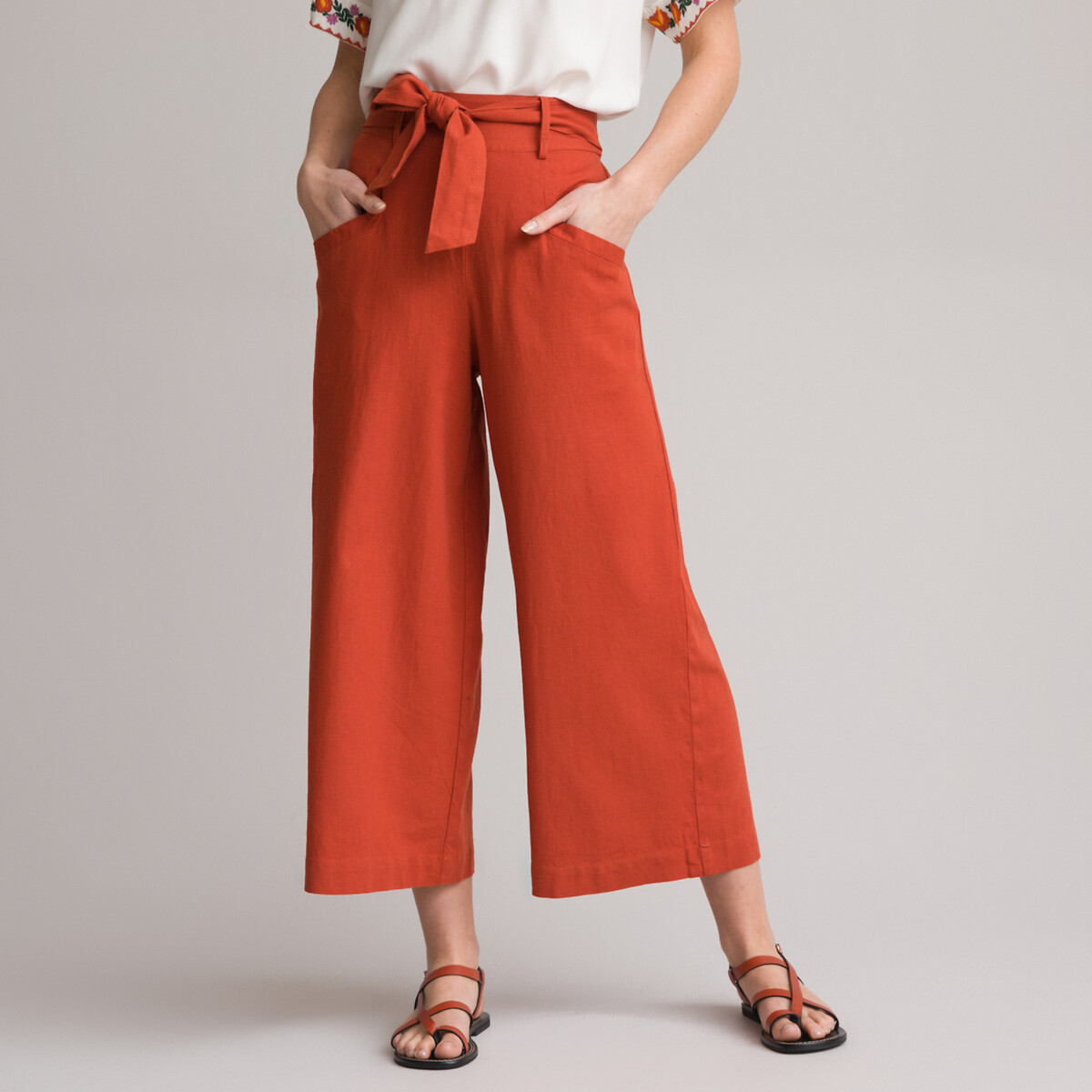 Drift Cropped Trousers Jacquard Cotton Poppy  Lily and Me Clothing
