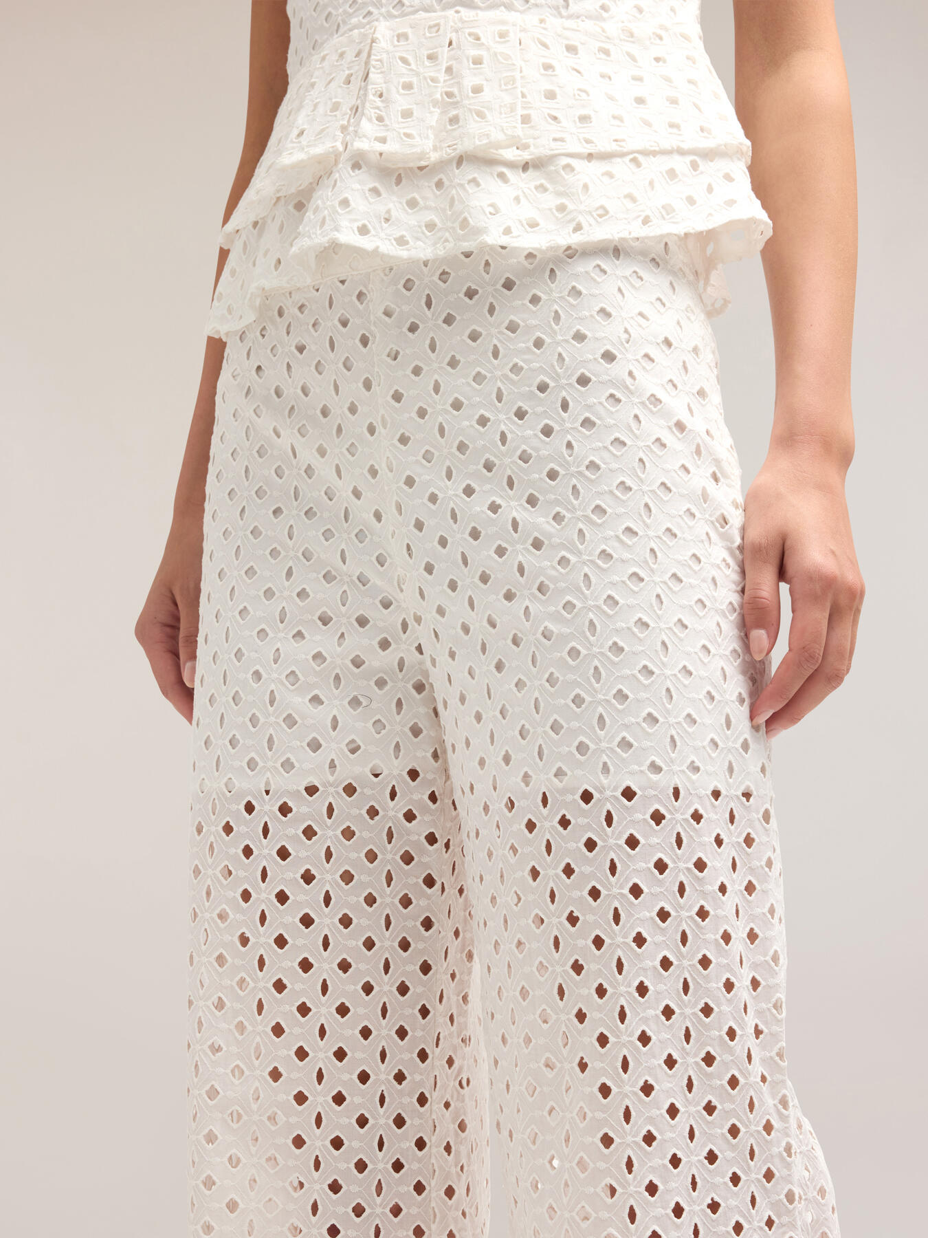 Pantalon ENJOY Blanc à Motifs - Taille 42/L/XL