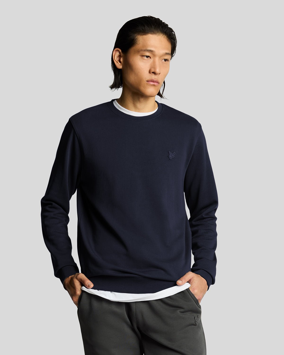 Sweat-shirt col rond en coton superfine, LYLE & SCOTT