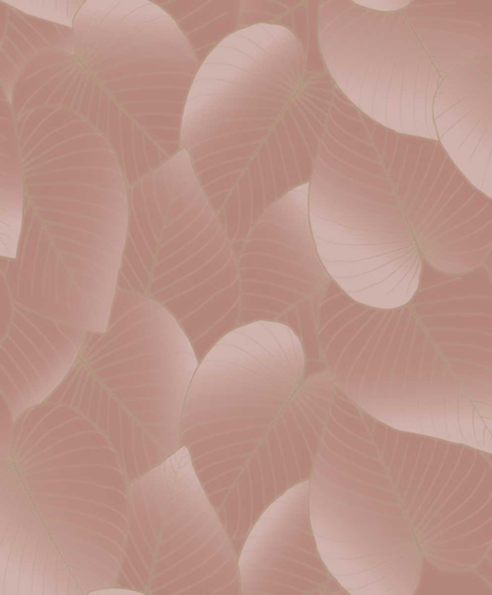 Papier peint feuilles tropicales rose poudré, HEXOA