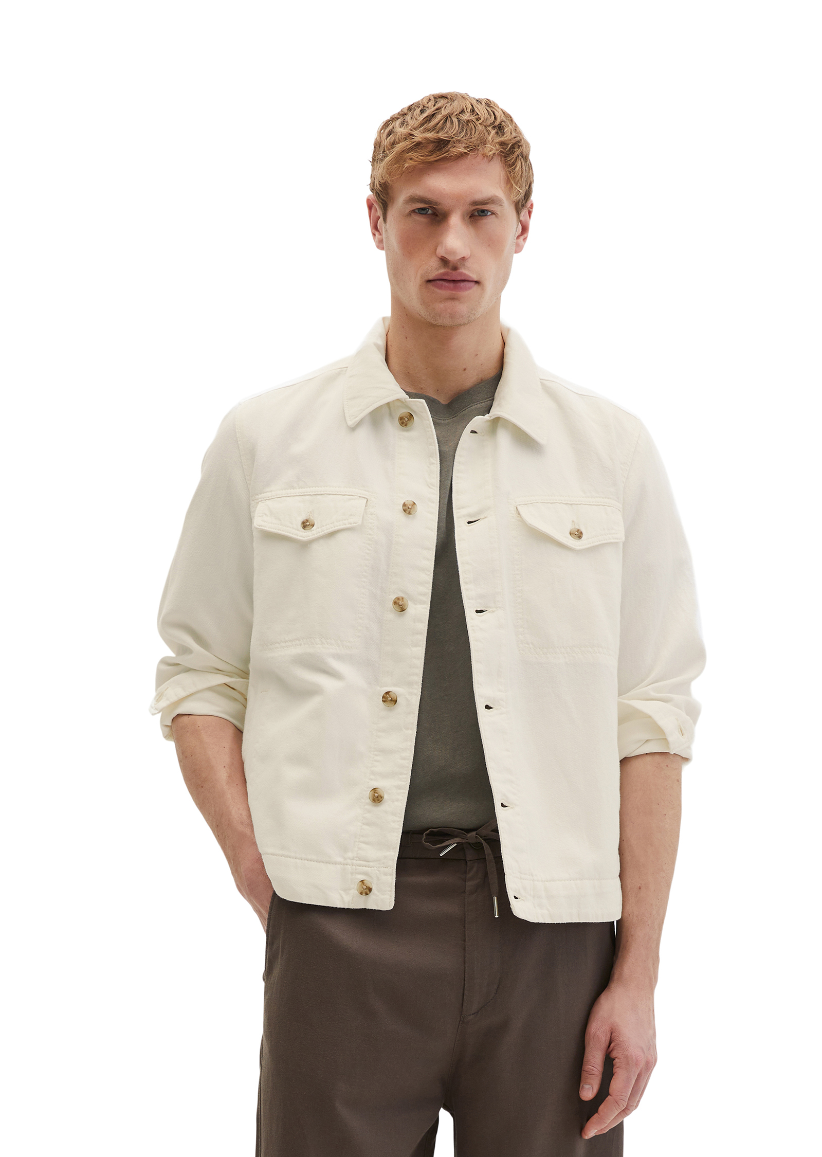 Veste en jean regular en coton bio et en lin, MARC O'POLO