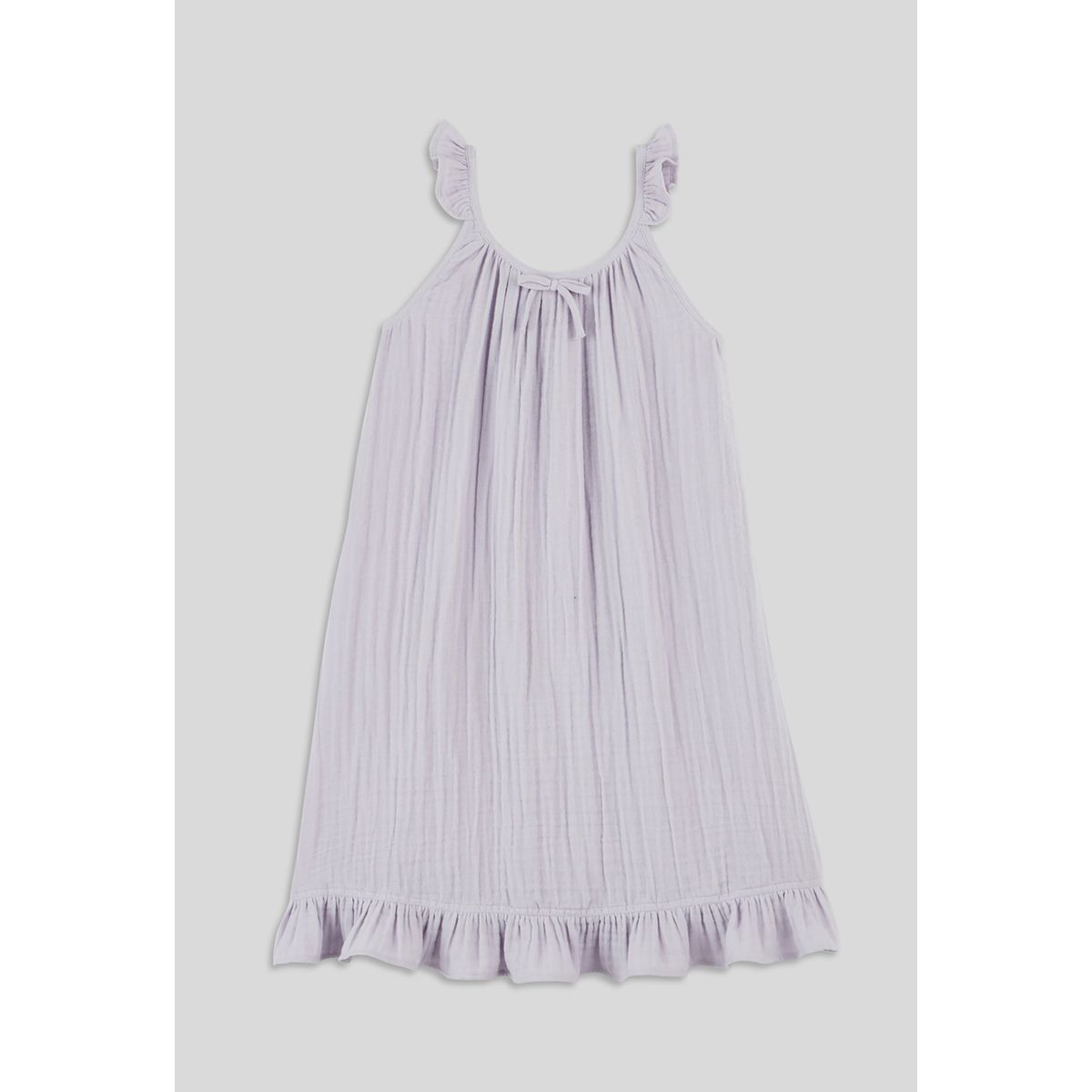 Chemise de nuit volants unie en gaze de coton bio glaieul