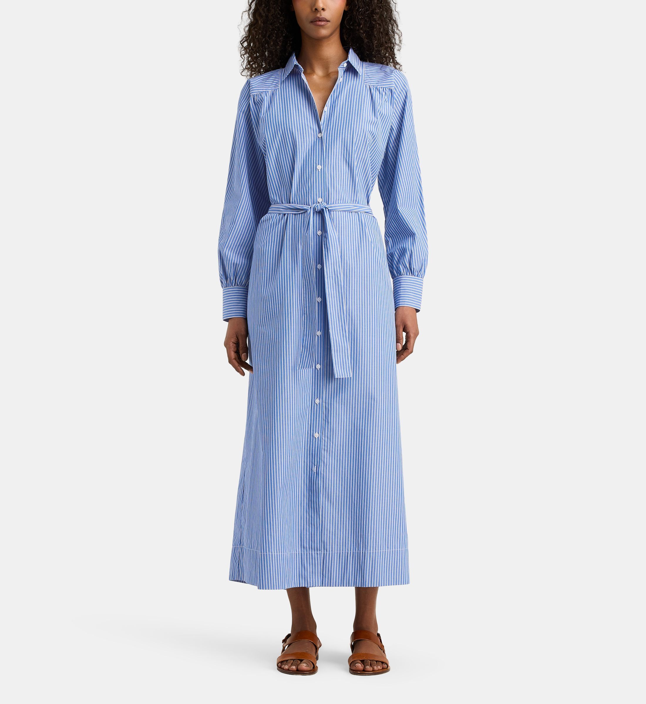 Robe chemise nico longue en coton bio rayée, JODHPUR