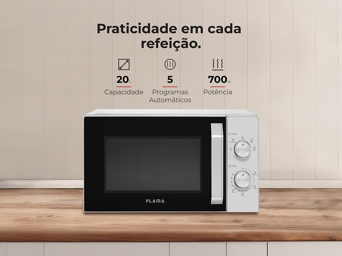 Micro-ondas 20L Cinza 1809FL, FLAMA, FLAMA