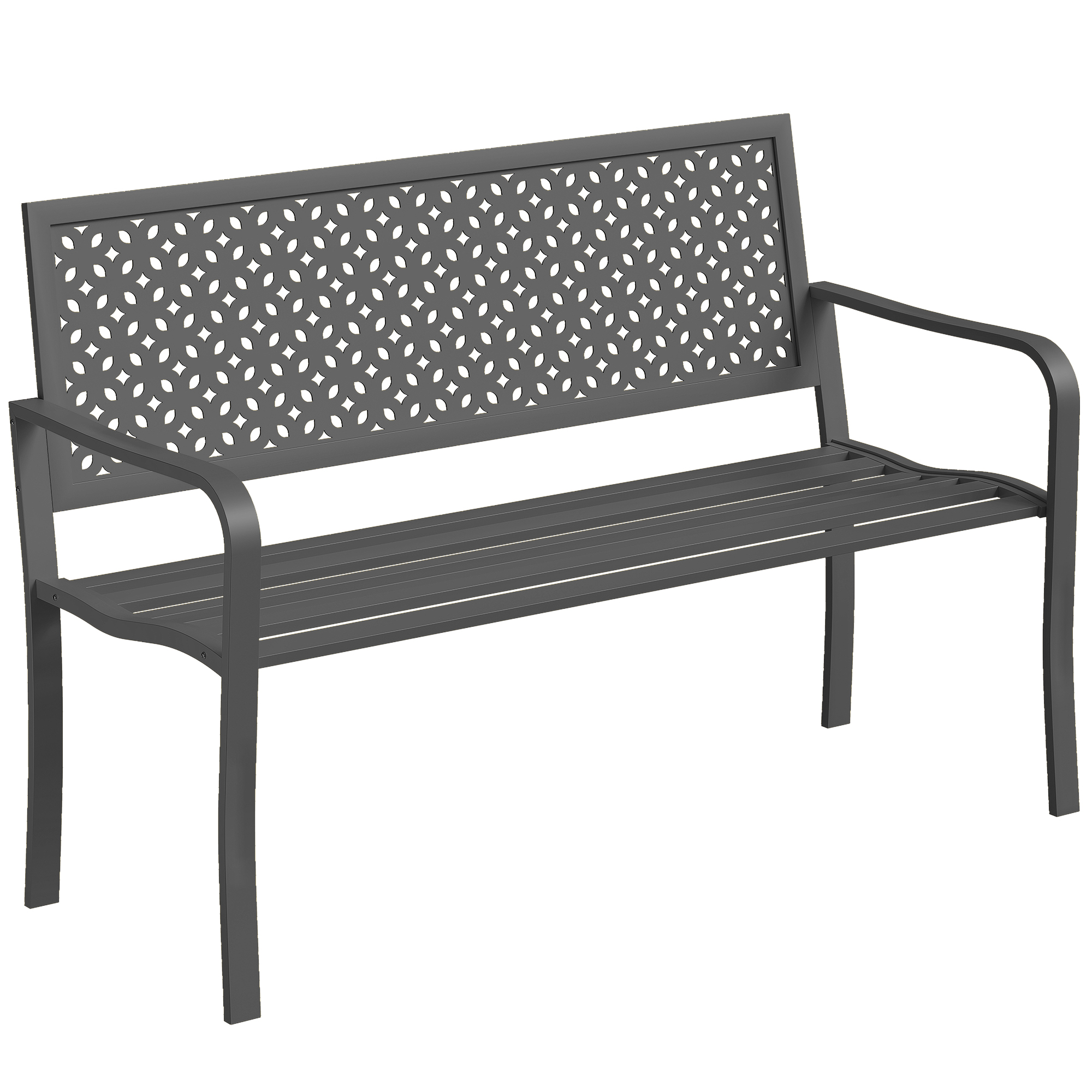 Banc de jardin Acier Gris foncé, OUTSUNNY