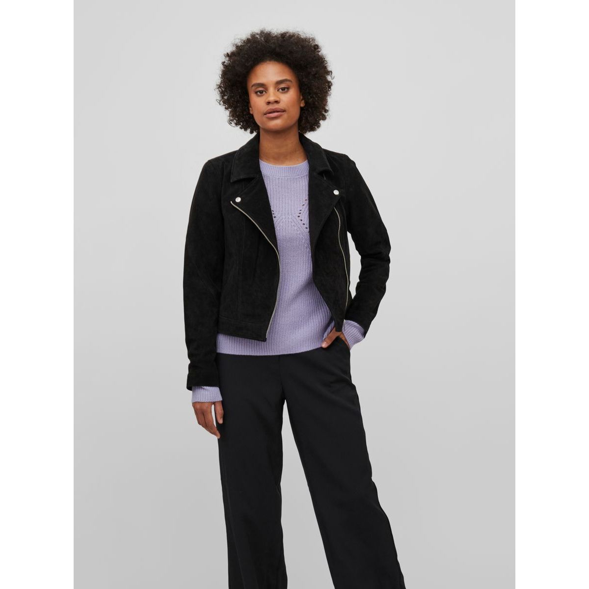 Veste en daim noir femme La Redoute