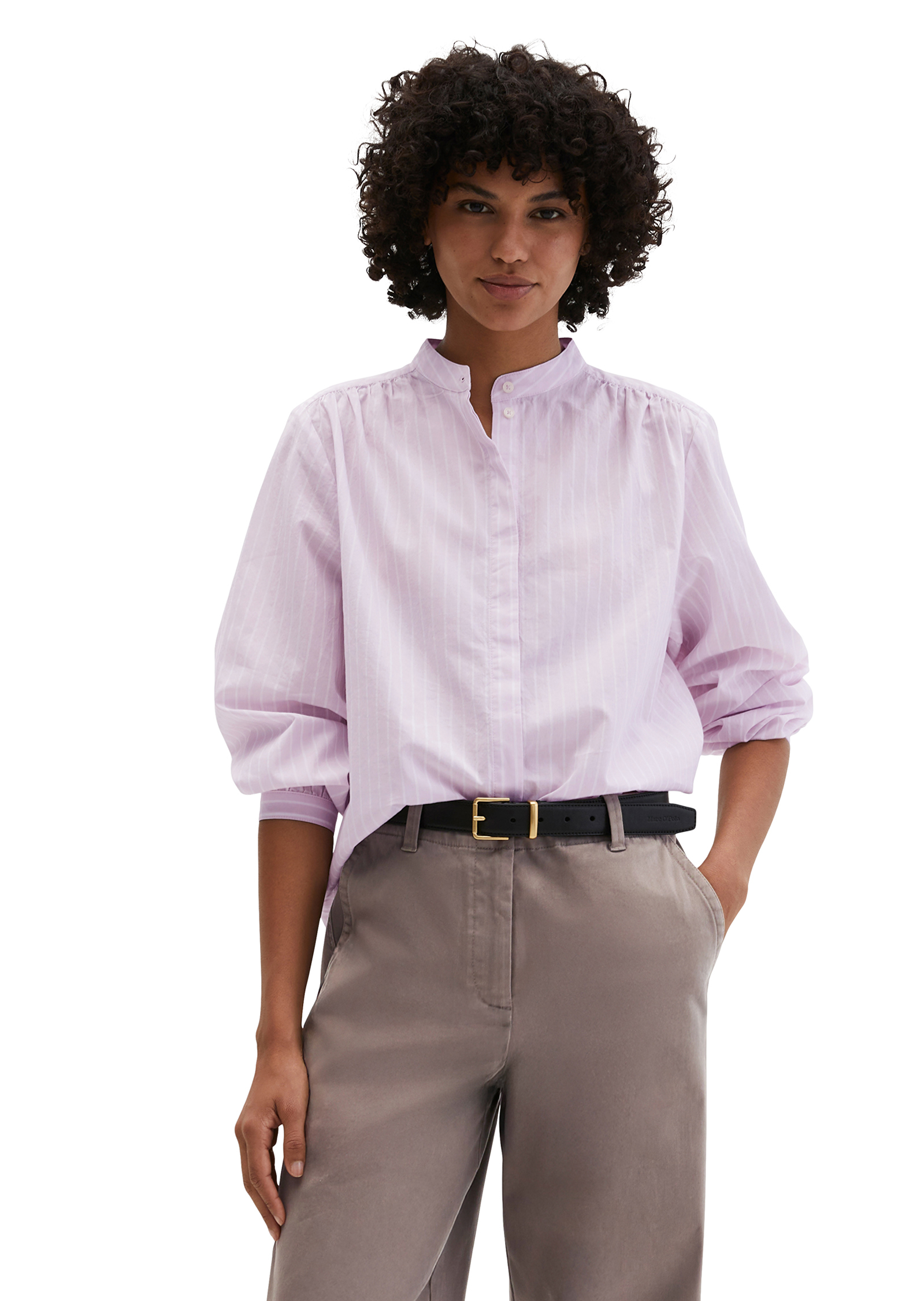 Blouse à rayures regular en coton chambray, MARC O'POLO