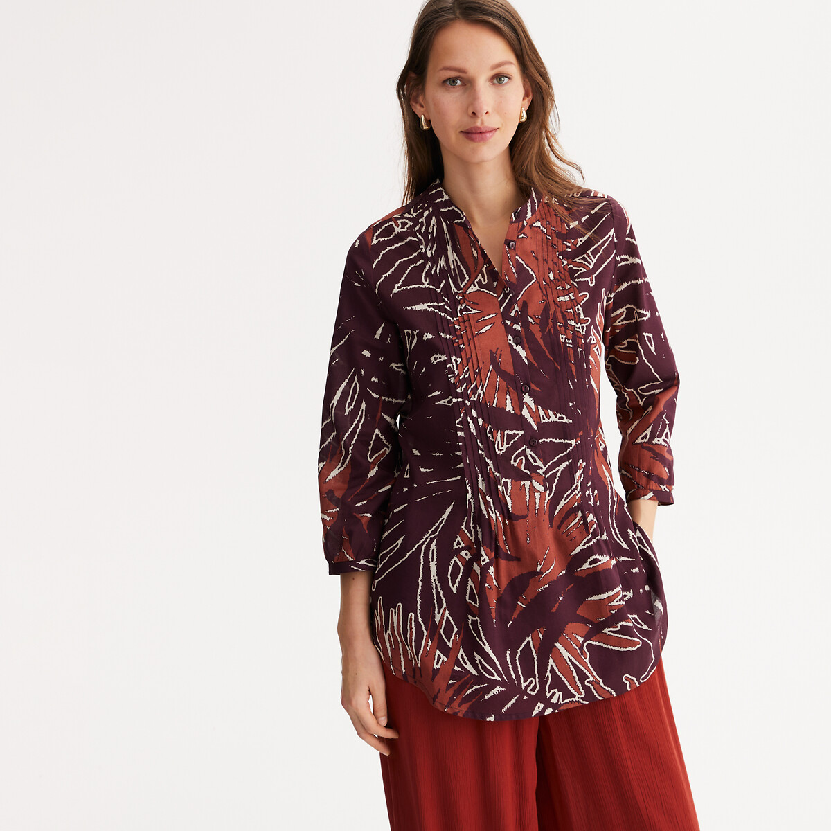 Tuniek met print en ronde hals, 3/4 mouwen