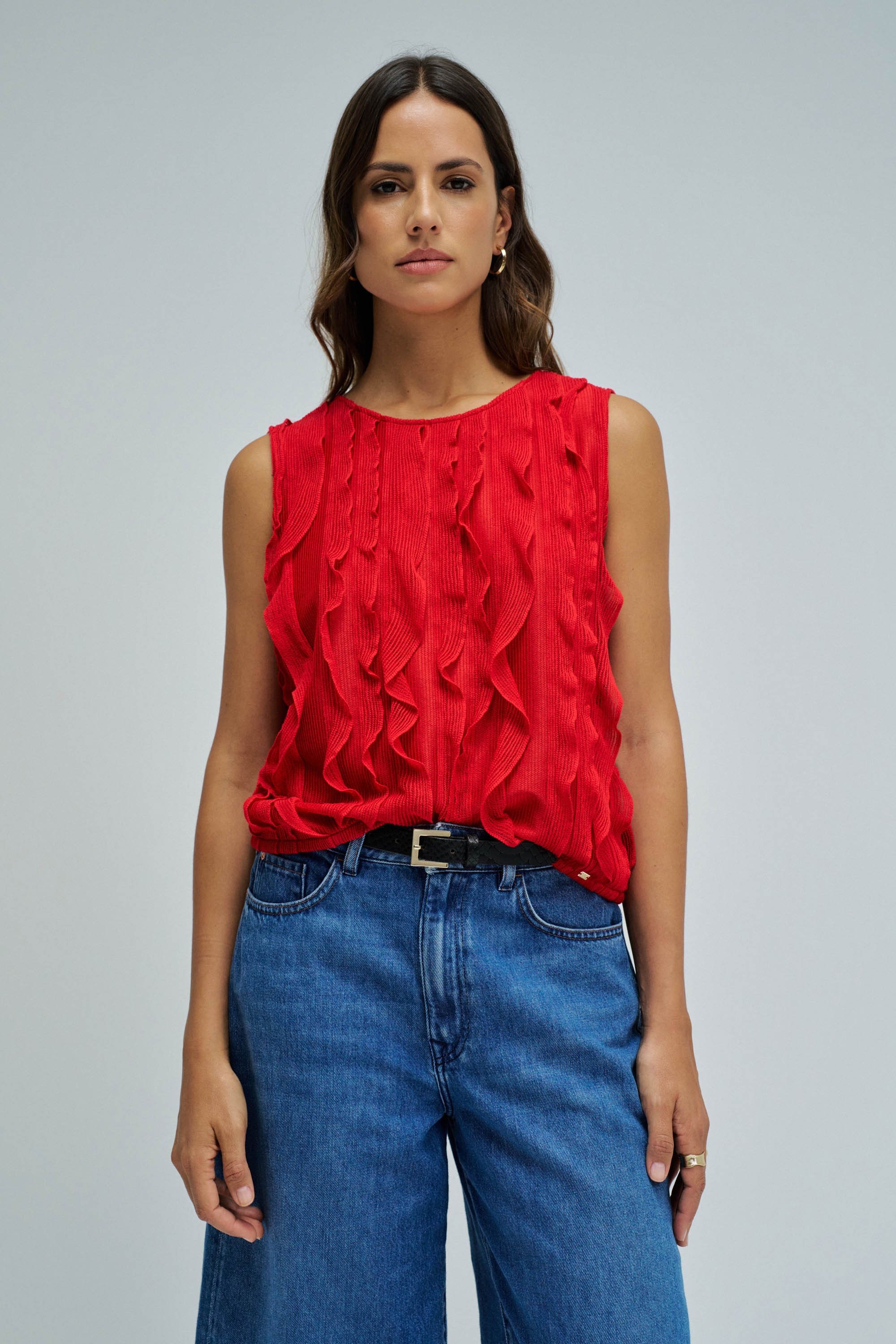 TOP AVEC FEUILLES, SALSA JEANS
