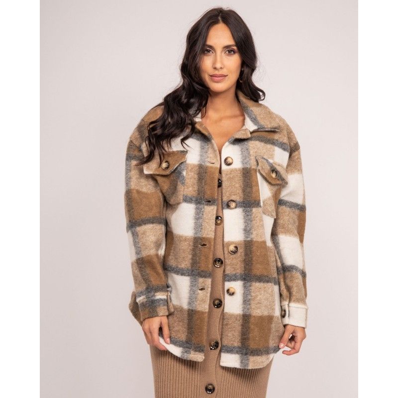 Chemise carreaux beige femme La Redoute