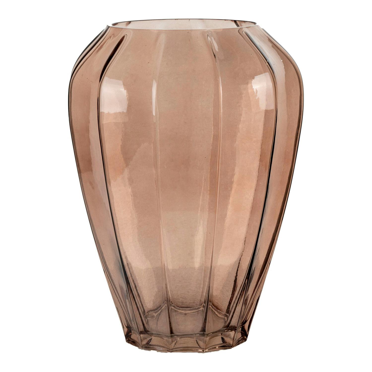 Vase en verre nervuré marron, PIER IMPORT