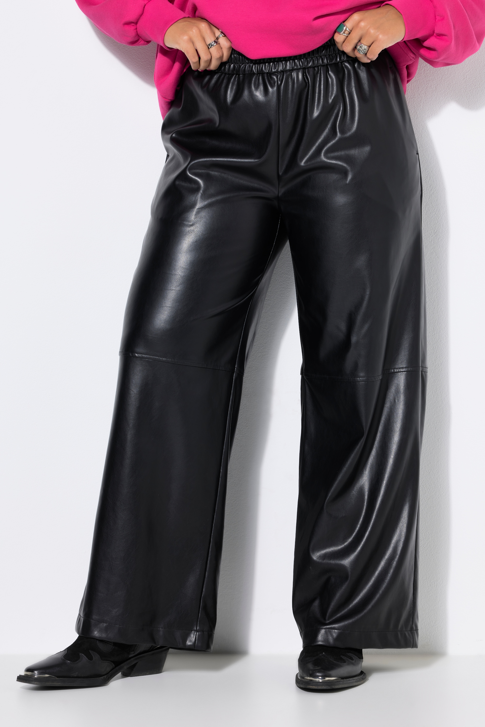 Pantalon en cuir synthétique, coupe large, STUDIO UNTOLD