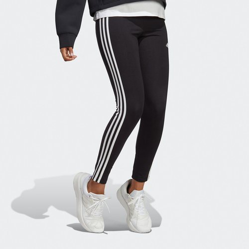 Essentials 3-stripes leggings in cotton with high waist, black