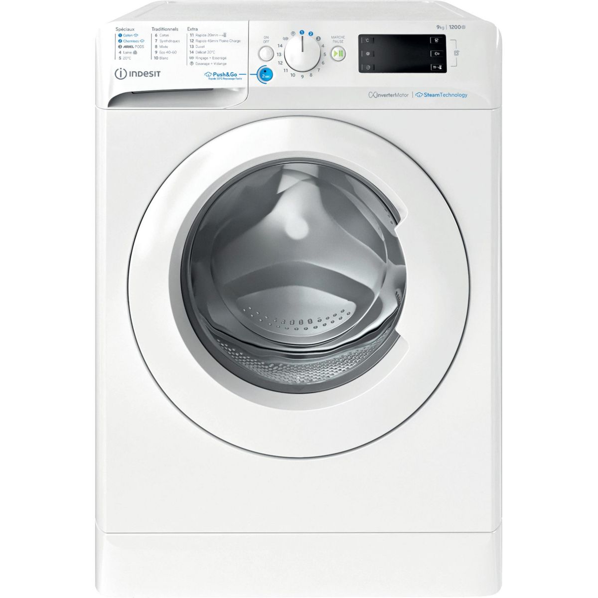 Lave linge hublot BWE91296XWVFR - 9 kg - 1200 tr/min - Classe A - Moteur induction, INDESIT
