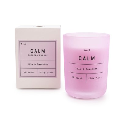 Frosted Glass 'Calm' Candle Lily and Lavender SO'HOME