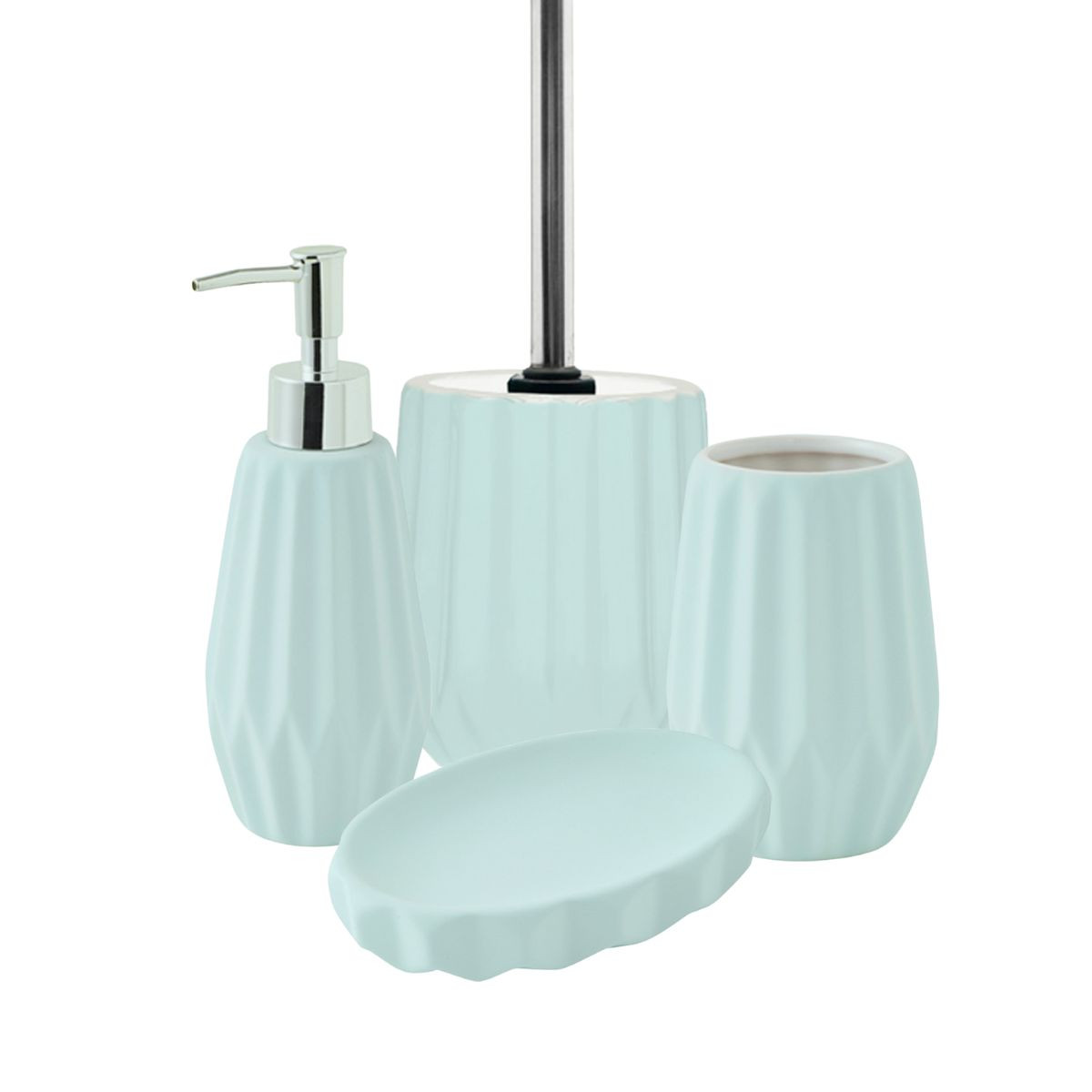 Set salle de bain à relief 4 pièces céramique FACETTE, GUY LEVASSEUR