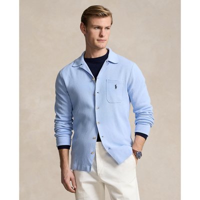 Embroidered Logo Buttoned Cardigan in Cotton with Shirt Collar POLO RALPH LAUREN
