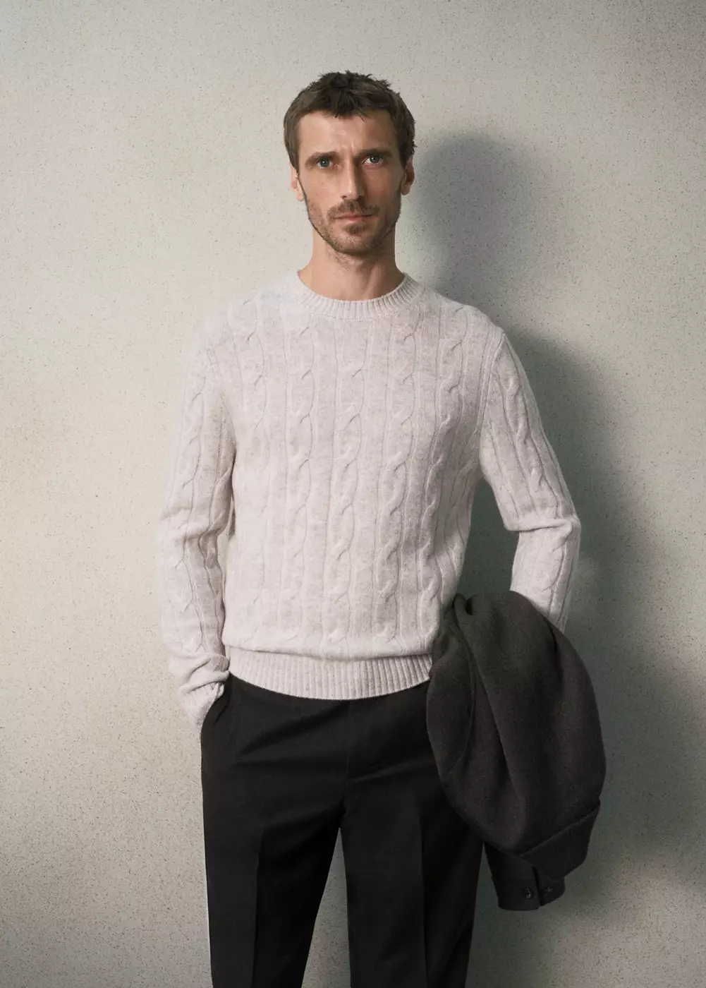 Pull-over laine maille tressée, MANGO MAN